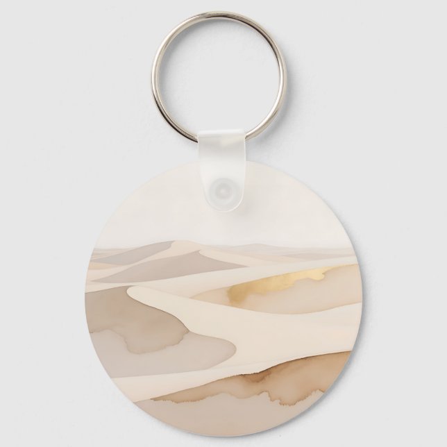 Golden Dunes Abstract Serenity Key Ring (Front)