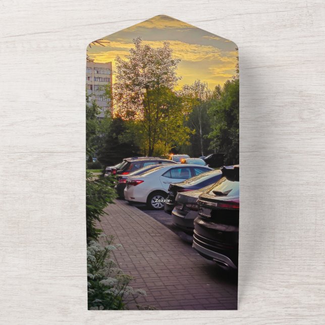 Golden Dusk Folded Wedding Invite – Customisable (Outside)