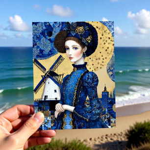 Golden Dutch Woman Landscape Postcard