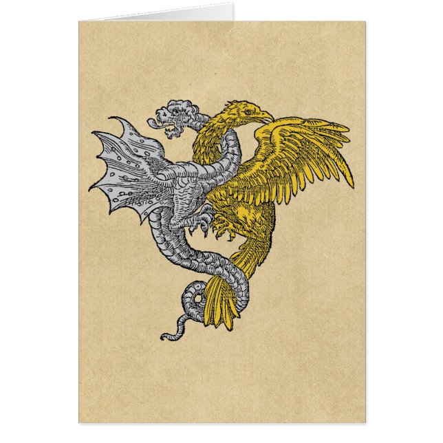 Golden Eagle and Silver Dragon Notecard (Front)