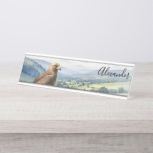Golden Eagle Bird Wildlife Landscape Personalised Desk Name Plate
