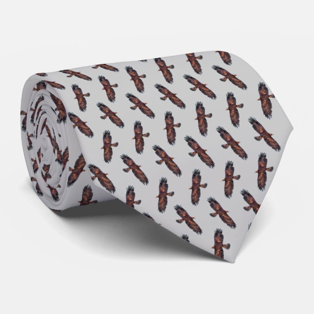 Golden Eagle Frenzy Tie (Light Grey) (Rolled)