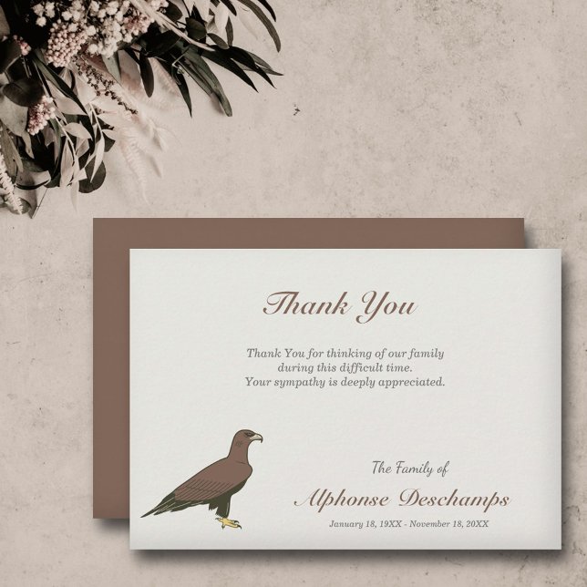 Golden Eagle Funeral Thank You Note Card (Golden Eagle Funeral Thank You Note Card)