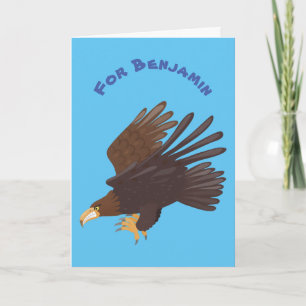 Golden eagle funny cartoon illustration card