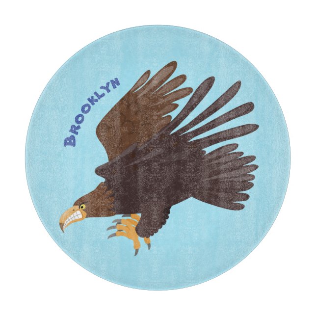 Golden eagle funny cartoon illustration cutting board (Front)