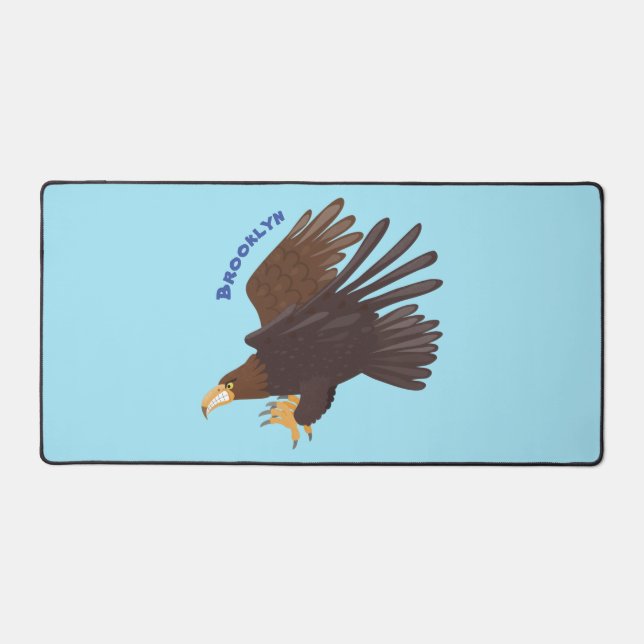 Golden eagle funny cartoon illustration desk mat (Front)