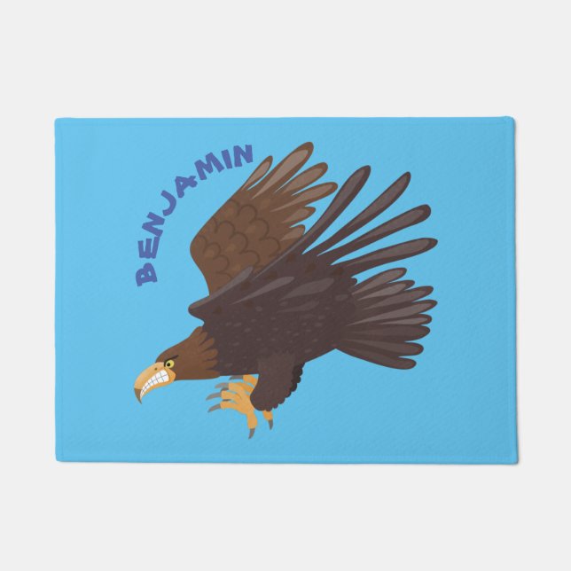 Golden eagle funny cartoon illustration doormat (Front)