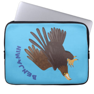 Golden eagle funny cartoon illustration laptop sleeve