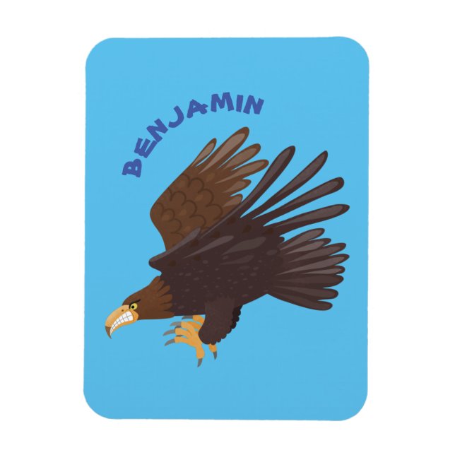 Golden eagle funny cartoon illustration magnet (Vertical)