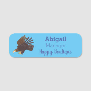 Golden eagle funny cartoon illustration name tag