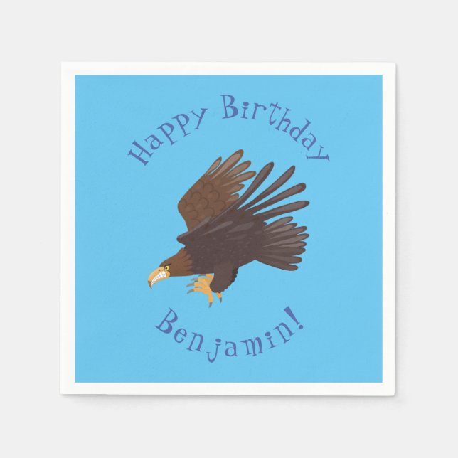 Golden eagle funny cartoon illustration napkin (Front)