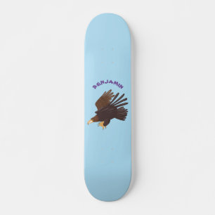 Golden eagle funny cartoon illustration skateboard
