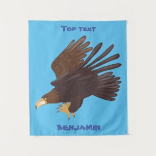 Golden eagle funny cartoon illustration  tapestry