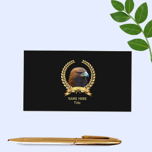 Golden Eagle & Gold Laurel Wreath on Black Business Card