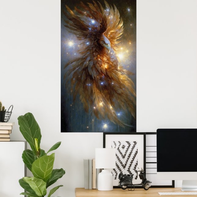 "Golden Eagle in Diamond Fire Flight" Poster (Home Office)