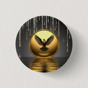 Golden Eagle Pendant Dripping Liquid Metal 3 Cm Round Badge