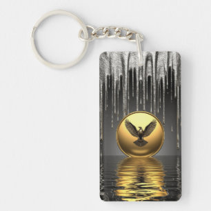 Golden Eagle Pendant Dripping Liquid Metal Key Ring