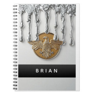 Golden Eagle Pendant Dripping Liquid Metal  Notebook