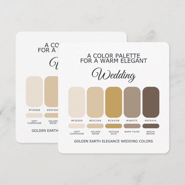 Golden Earth Wedding Color Palette Elegant Card (Front/Back)