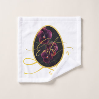 Golden Easter Egg and Elegant Iris Wash Cloth