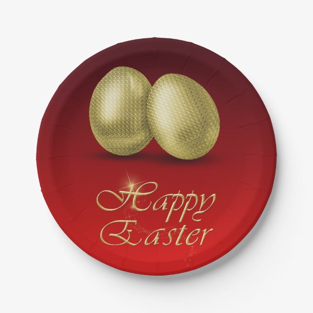Golden Easter Eggs - Paper Plate (Front)