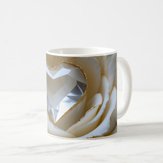 Golden-Edged Purity Crystal Rose Mug (Front Right)