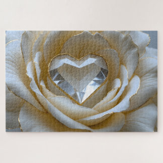 Golden-Edged Purity – Crystal Rose Puzzle