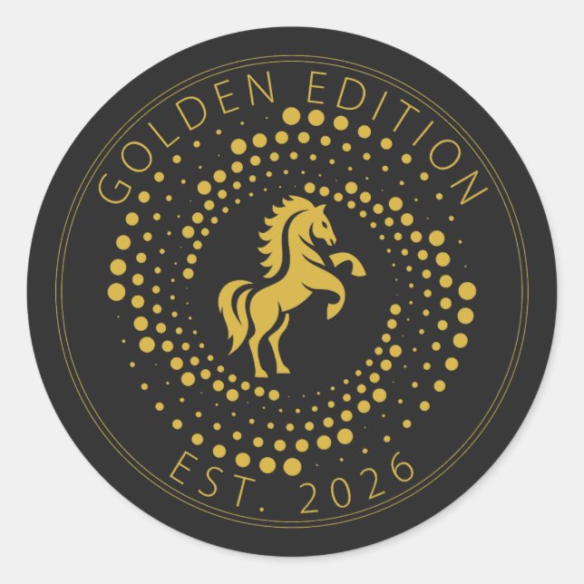 Golden edition Horse Logo Design Classic Round Sticker (Front)