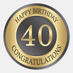 Golden effect 40th Birthday Classic Round Sticker