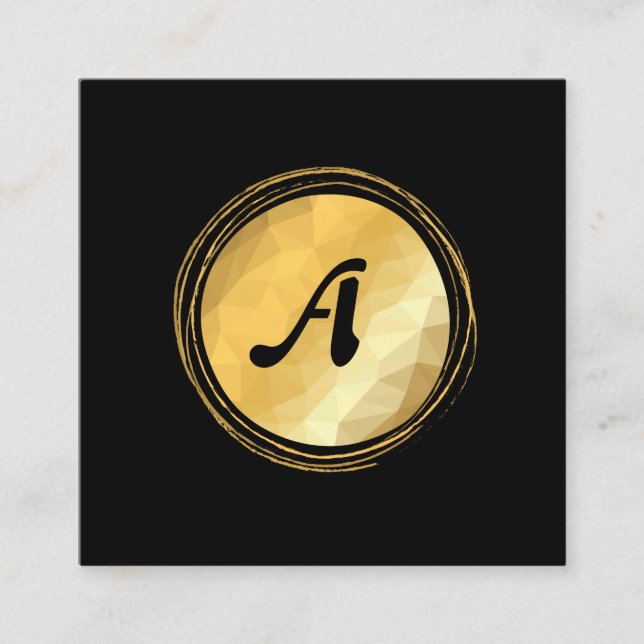 Golden effect black elegant business card. square business card (Front)