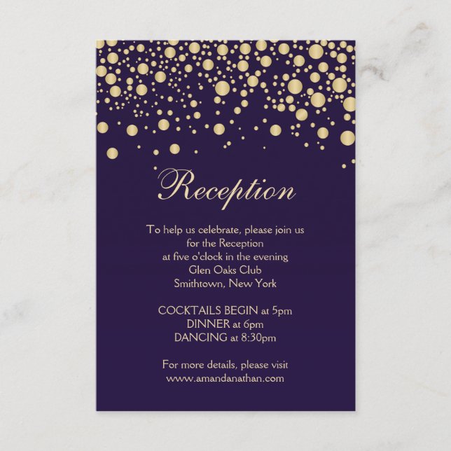 Golden effect confetti Reception Card (Front)