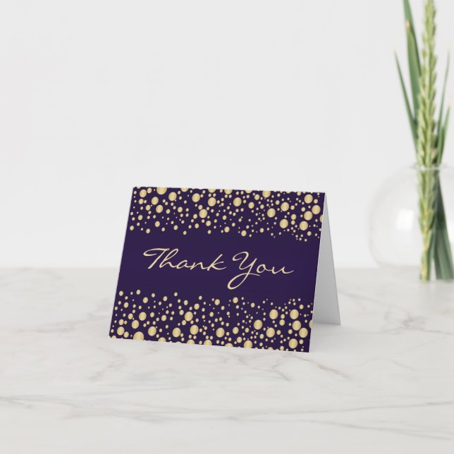 Golden effect confetti Thank You Card (Front)