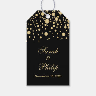 Golden effect confetti Wedding Thank you Gift tag