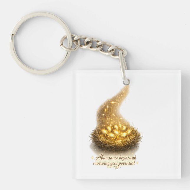Golden Egg Nest Inspirational Keychain (Front)