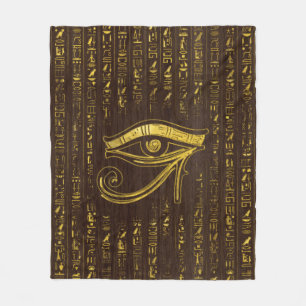Golden Egyptian Eye of Horus  and hieroglyphics Fleece Blanket