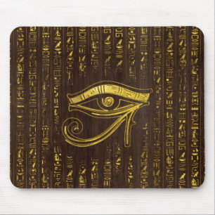 Golden Egyptian Eye of Horus  and hieroglyphics Mouse Pad