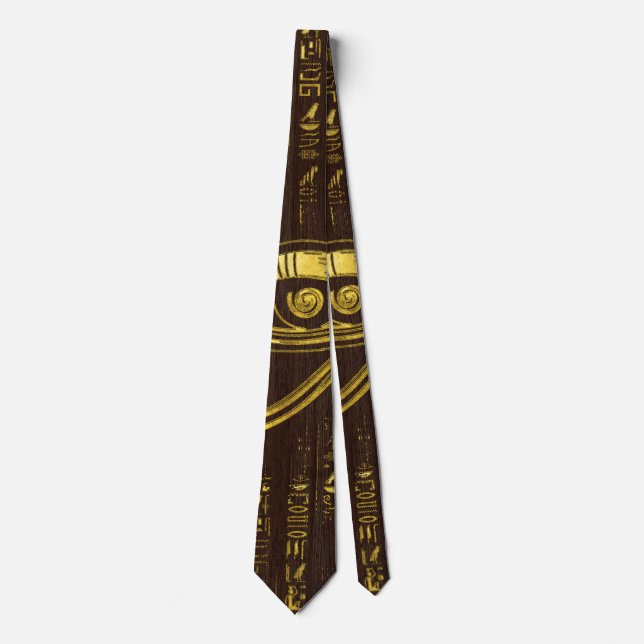Golden Egyptian Eye of Horus  and hieroglyphics Tie (Front)