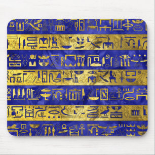 Golden Egyptian hieroglyphs pattern Mouse Pad