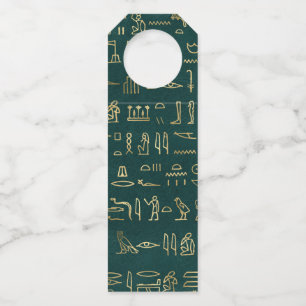Golden Egyptian Hieroglyphs Typography Egypt Bottle Tag