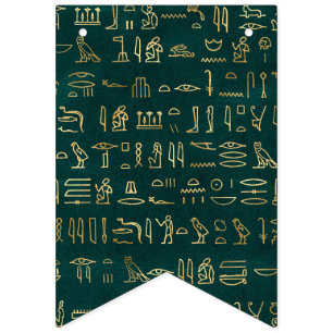 Golden Egyptian Hieroglyphs Typography Egypt Bunting