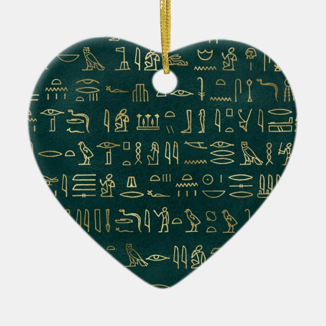 Golden Egyptian Hieroglyphs Typography Egypt Ceramic Ornament (Front)