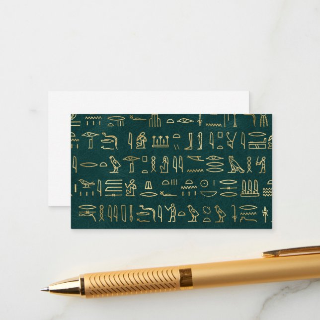 Golden Egyptian Hieroglyphs Typography Egypt Enclosure Card (Front/Back In Situ)