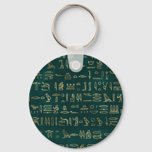Golden Egyptian Hieroglyphs Typography Egypt Key Ring