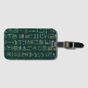 Golden Egyptian Hieroglyphs Typography Egypt Luggage Tag