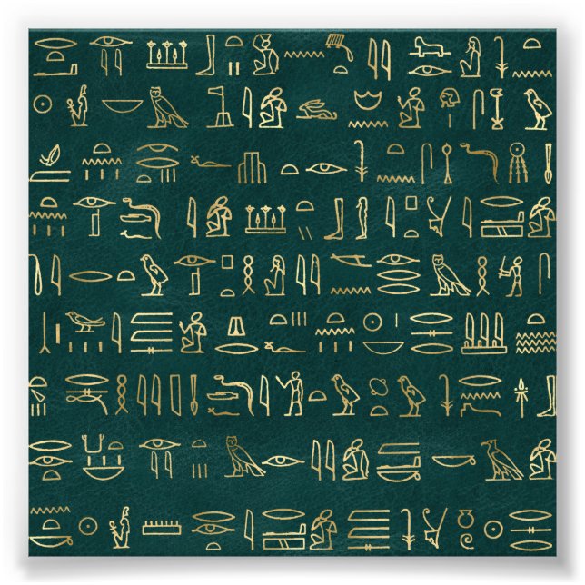 Golden Egyptian Hieroglyphs Typography Egypt Photo Print (Front)