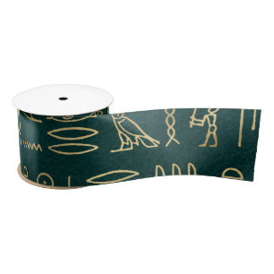 Golden Egyptian Hieroglyphs Typography Egypt Satin Ribbon
