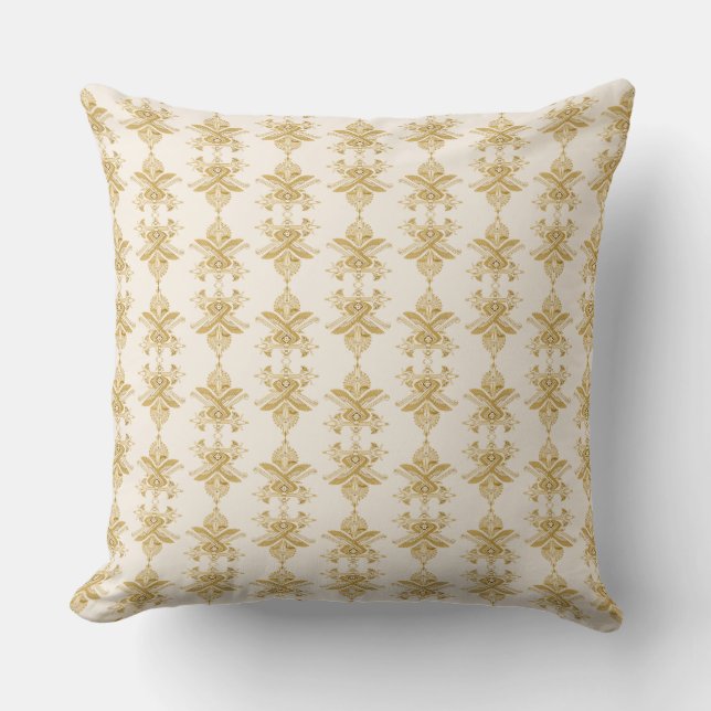 Golden Egyptian Motif Pattern Cushion (Front)