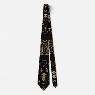 Golden Egyptian Scarab Beetle - in circular patter Tie