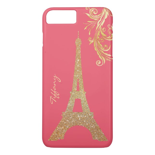 Golden Eiffel Tower Custom iPhone 7 Plus Case (Back)