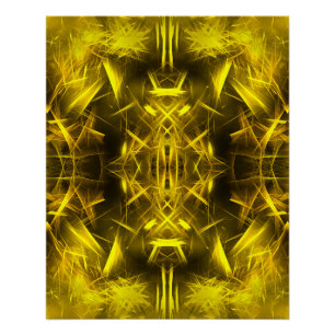Golden Electric Plasma Fractal Art Poster